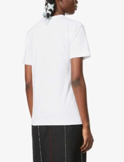 Comme Des Garçons Play Big Heart-appliqué Cotton-jersey T-shirt -VogueVibe Store 143 2000022 P1T034 WHITE ALT03