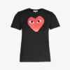 Comme Des Garçons Play Middle Heart-print Cotton-jersey T-shirt -VogueVibe Store 143 2000022 P1T111 BLACK ALT10