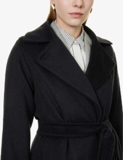 Max Mara Manuela Camel Hair Wrap Coat -VogueVibe Store 168 82052654 MANUELA NAVY ALT04