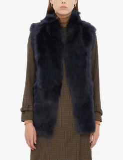 Whistles Toscana Sheepskin Shearling Gilet 10 Whistles Toscana Sheepskin Shearling Gilet -VogueVibe Store 501 10019 030031 NAVY ALT02