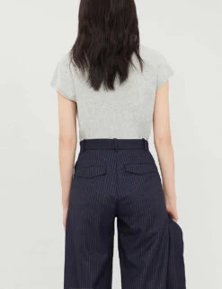 Whistles Cap-sleeved Jersey T-shirt -VogueVibe Store 501 10019 030632 GREY ALT02