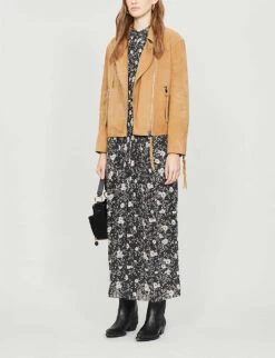 Whistles Tessa Suede Biker Jacket -VogueVibe Store R00118238 CREAM ALT01