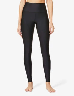 Airlift High-rise Stretch-knitted Leggings -VogueVibe Store R03654196 BLACK ALT01
