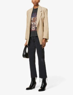 ANINE BING Tiger Graphic-print Cotton-jersey T-shirt -VogueVibe Store R03699184 BLACK ALT01