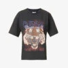 ANINE BING Tiger Graphic-print Cotton-jersey T-shirt -VogueVibe Store R03699184 BLACK ALT10