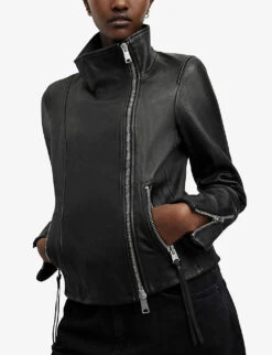 AllSaints Ellis Leather Jacket -VogueVibe Store R03711028 BLACK ALT02