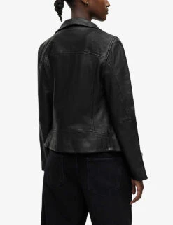 AllSaints Ellis Leather Jacket -VogueVibe Store R03711028 BLACK ALT03