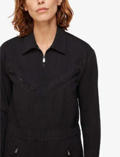 Whistles Ultimate Utility Cotton-blend Jumpsuit -VogueVibe Store R03711769 BLACK ALT03