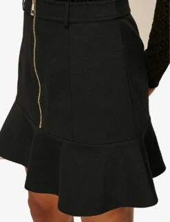 Whistles Peplum High-waist Stretch-woven Mini Skirt -VogueVibe Store R03711773 BLACK ALT03