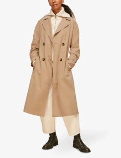Whistles Riley Double-breasted Woven Trench Coat -VogueVibe Store R03749140 CREAM ALT01