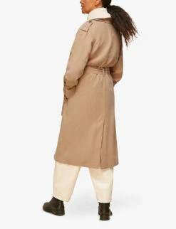 Whistles Riley Double-breasted Woven Trench Coat -VogueVibe Store R03749140 CREAM ALT02
