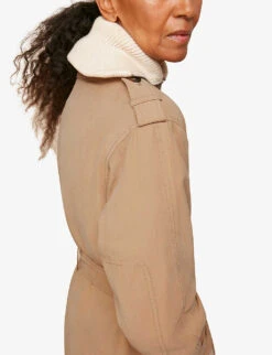 Whistles Riley Double-breasted Woven Trench Coat -VogueVibe Store R03749140 CREAM ALT03