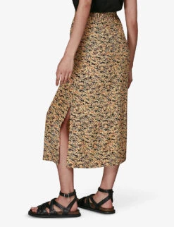 Whistles Bark-print Woven Midi Skirt 9 Whistles Bark-print Woven Midi Skirt -VogueVibe Store R03771308 MULTICOLOURED ALT02