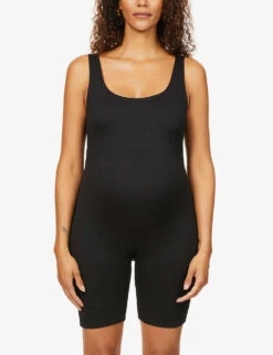 Maternity The Cindy Scoop-neck Stretch-woven Unitard -VogueVibe Store R03811962 BLACK ALT02