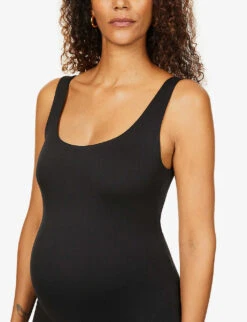 Maternity The Cindy Scoop-neck Stretch-woven Unitard -VogueVibe Store R03811962 BLACK ALT04
