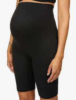 Maternity The Short High-rise Stretch-woven Shorts -VogueVibe Store R03811964 BLACK ALT04