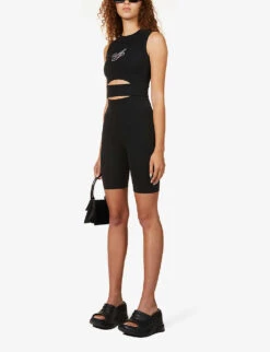 AGENT PROVOCATEUR Rayley High-rise Stretch-cotton Shorts -VogueVibe Store R03832470 BLACKBABYPINK ALT01