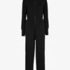Whistles Long-sleeve Wide-leg Cotton-blend Jumpsuit -VogueVibe Store R03842132 BLACK M