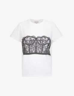Alexander McQueen Lace-print Cotton-jersey T-shirt