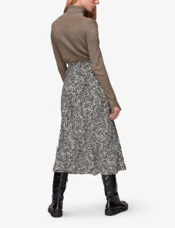 Whistles Animal-print Woven Midi Skirt -VogueVibe Store R03851427 MULTICOLOUR ALT03