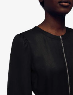 Whistles Estelle Puffed-sleeved Belted Woven Jumpsuit -VogueVibe Store R03873964 BLACK ALT04