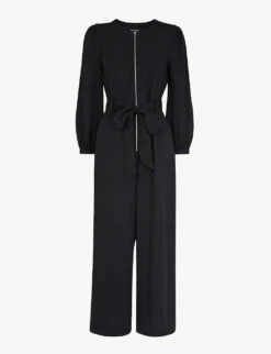 Whistles Estelle Puffed-sleeved Belted Woven Jumpsuit