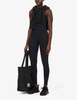 Girlfriend Collective Scoop-neck Stretch-recycled Polyester Unitard -VogueVibe Store R03878906 BLACK ALT01