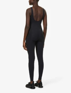 Girlfriend Collective Scoop-neck Stretch-recycled Polyester Unitard -VogueVibe Store R03878906 BLACK ALT03