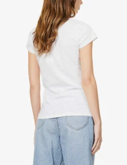 V-neck Organic-cotton T-shirt -VogueVibe Store R03879546 WHITE ALT03