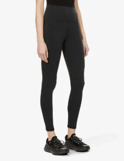 Adidas By Stella Mccartney Logo-print Fitted-leg High-rise Leggings -VogueVibe Store R03885224 BLACK ALT02