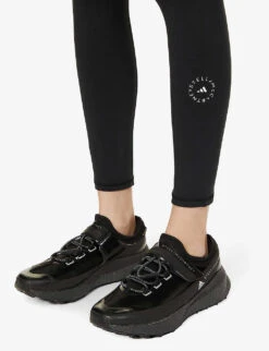 Adidas By Stella Mccartney Logo-print Fitted-leg High-rise Leggings -VogueVibe Store R03885224 BLACK ALT04