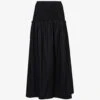 AllSaints Alex Gathered Recycled-cotton Maxi Skirt -VogueVibe Store R03885704 BLACK M