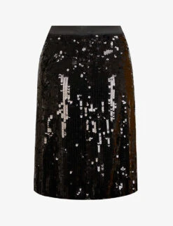 Pre-loved Gerard Darel Sequin-embellished Midi Skirt -VogueVibe Store R03886681 BLACK ALT01