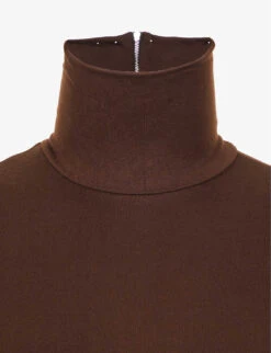 Maternity The Penelope Turtleneck Stretch-jersey Jumpsuit -VogueVibe Store R03900529 CHOCOLATE ALT02