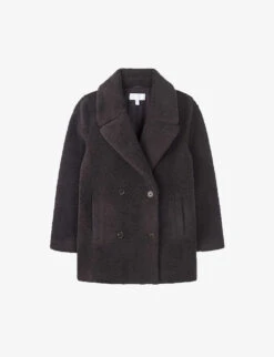 Double-breasted Button-up Woven Teddy Coat
