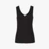 Reiss Violet Scoop-neck Ribbed Cotton-jersey Vest -VogueVibe Store R03902319 BLACK M