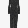 Whistles Lottie Spot-print Wide-leg Woven Jumpsuit -VogueVibe Store R03908488 MONOCHROME M