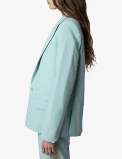 Zadig & Voltaire Voyage Single-breasted Woven Jacket -VogueVibe Store R03909410 CELADON ALT02