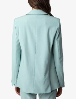 Zadig & Voltaire Voyage Single-breasted Woven Jacket -VogueVibe Store R03909410 CELADON ALT03