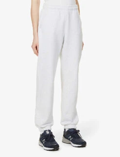 Logo-embroidered Straight Cotton-fleece Jogging Bottoms -VogueVibe Store R03912039 GREYMELANGE ALT02