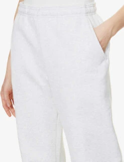 Logo-embroidered Straight Cotton-fleece Jogging Bottoms -VogueVibe Store R03912039 GREYMELANGE ALT04
