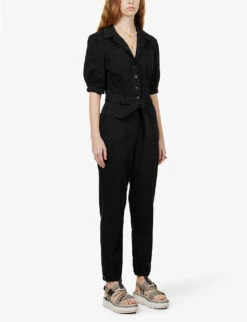 Paige Mayslie Stretch-cotton-blend Jumpsuit -VogueVibe Store R03913280 WASHEDBLACK ALT02