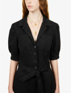 Paige Mayslie Stretch-cotton-blend Jumpsuit -VogueVibe Store R03913280 WASHEDBLACK ALT04