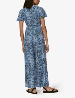 Whistles Jemma Hyena-print Crepe Jumpsuit -VogueVibe Store R03918787 MULTICOLOURED ALT03