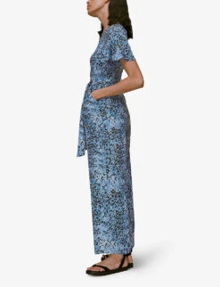 Whistles Jemma Hyena-print Crepe Jumpsuit -VogueVibe Store R03918787 MULTICOLOURED ALT04