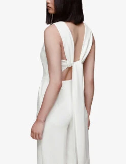 Whistles Thelma Wide-leg Woven Wedding Jumpsuit -VogueVibe Store R03920210 CREAM ALT05
