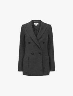 Reiss Iria Double-breasted Woven-blend Blazer