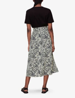 Whistles Floral-print Woven Midi Skirt 8 Whistles Floral-print Woven Midi Skirt -VogueVibe Store R03933333 BLUE ALT02