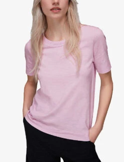 Whistles Rosa Double-trim Cotton-jersey T-shirt -VogueVibe Store R03933338 LILAC ALT02