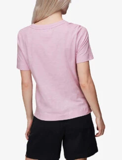 Whistles Rosa Double-trim Cotton-jersey T-shirt -VogueVibe Store R03933338 LILAC ALT03